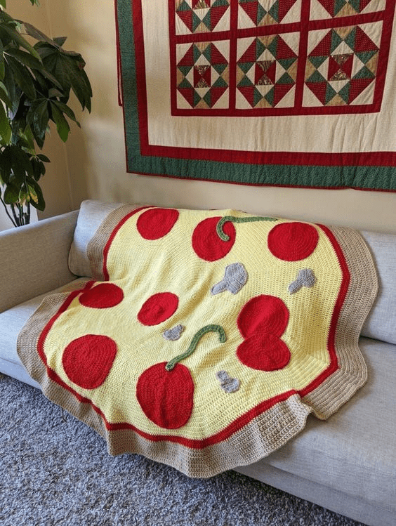Crochet Pizza Blanket Free Pattern SitnCrochet 2025 - Crochet Pizza Blanket Pattern Free