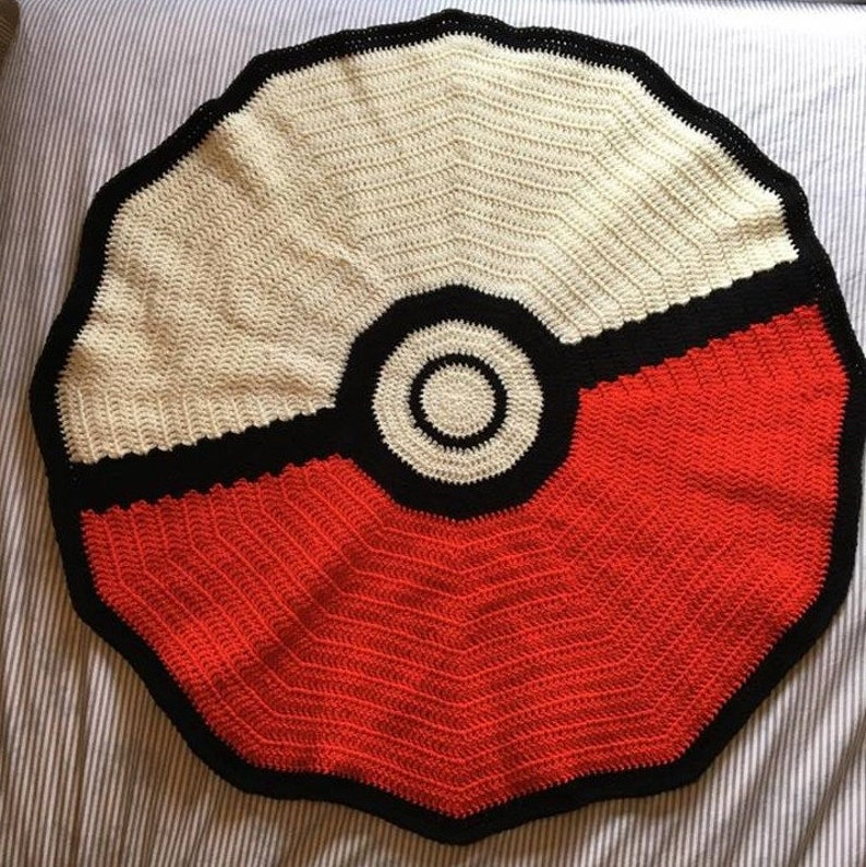 Crochet Pokeball Baby Blanket Pattern Etsy - Pokeball Blanket Crochet Pattern