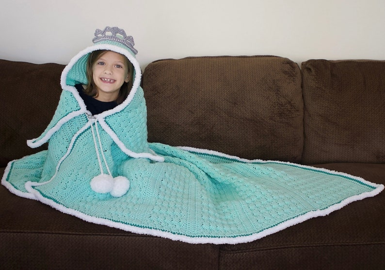 Crochet Princess Blanket Pattern Beautiful Hooded Queen Etsy - Crochet Princess Blanket Pattern Free