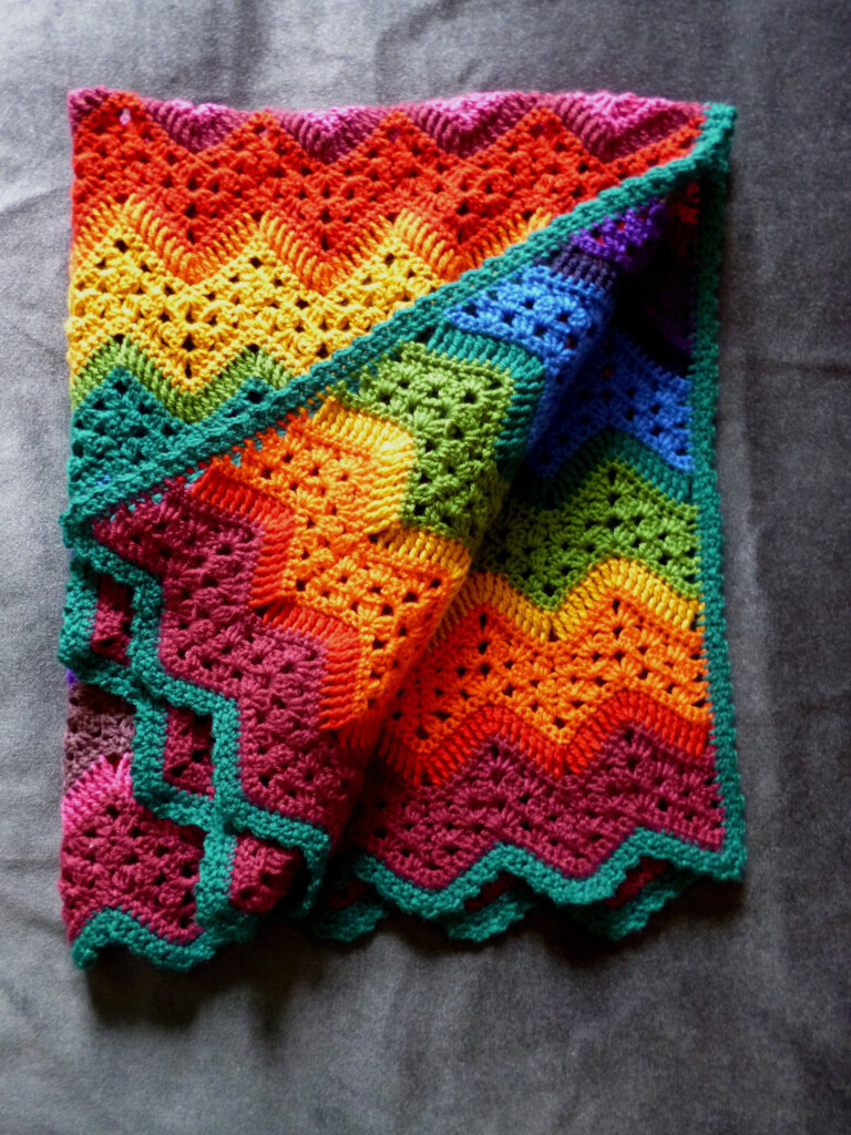 Crochet Rainbow Waves Baby Blanket Handmade Multi Coloured Etsy UK  - Colorful Crochet Blanket Pattern Free