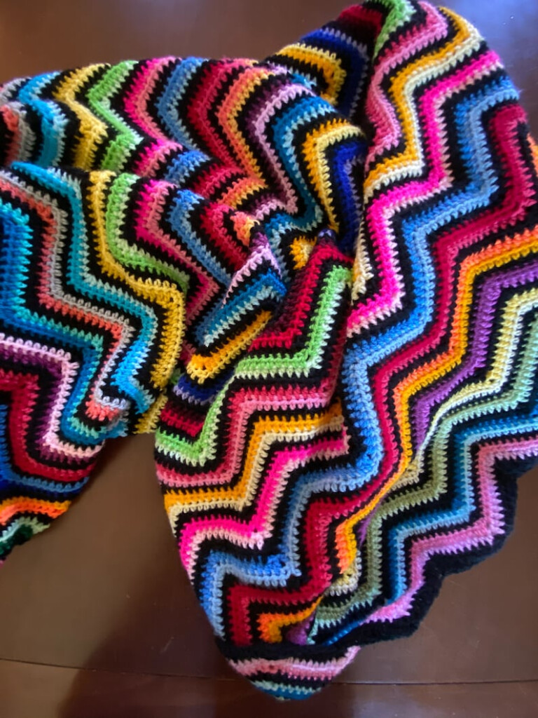 Crochet Ripple Blanket Pattern Basic Chevron Afghan Scrap Blanket  - Crochet Ripple Blanket Pattern Free
