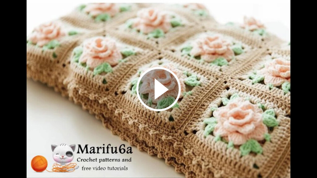 Crochet Rose Granny Squares Blanket CrochetBeja - Rose Crochet Blanket Pattern