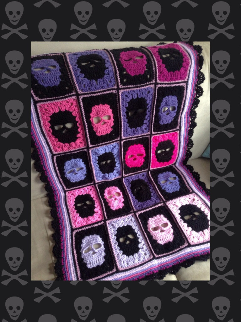 Crochet Skull Blanket Skull Afghan Skull By DollyDaydreamCrochet - Crochet Skull Blanket Free Pattern