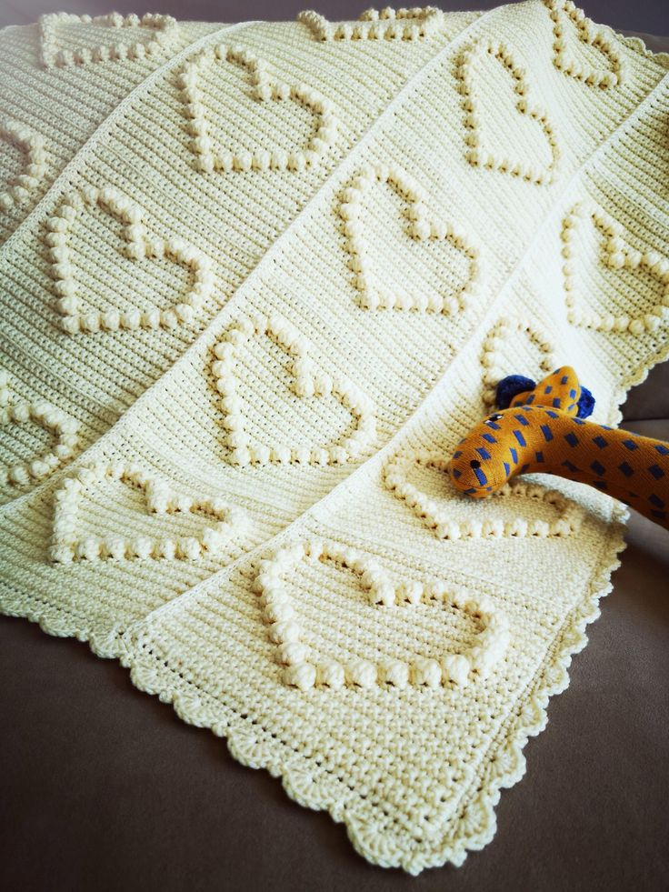 Crocheted Heart Baby Blanket - Heart Crochet Blanket Patterns