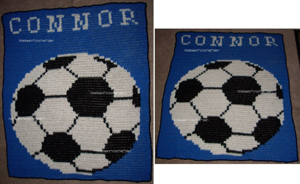 CROCHETED SOCCER BALL WITH NAME BLANKET Https www facebook  - Soccer Crochet Blanket Pattern