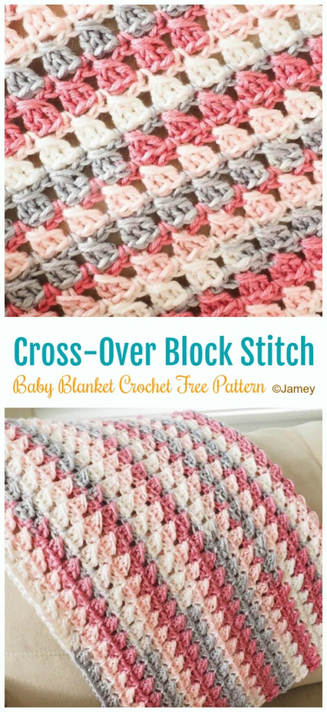Cross Over Block Stitch Baby Blanket Crochet Free Pattern - Crochet Cross Stitch Blanket Pattern