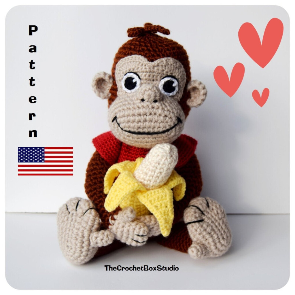 Curious George Crochet Doll Pattern In American English Etsy - Curious George Crochet Blanket Pattern
