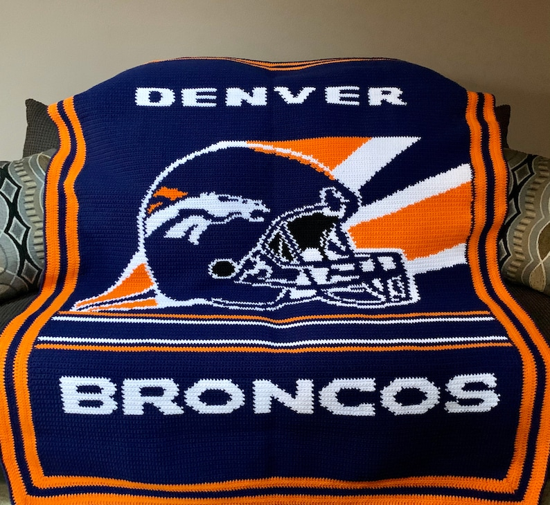 Denver Broncos Afghan Crochet Pattern Etsy - Free Denver Broncos Crochet Blanket Pattern