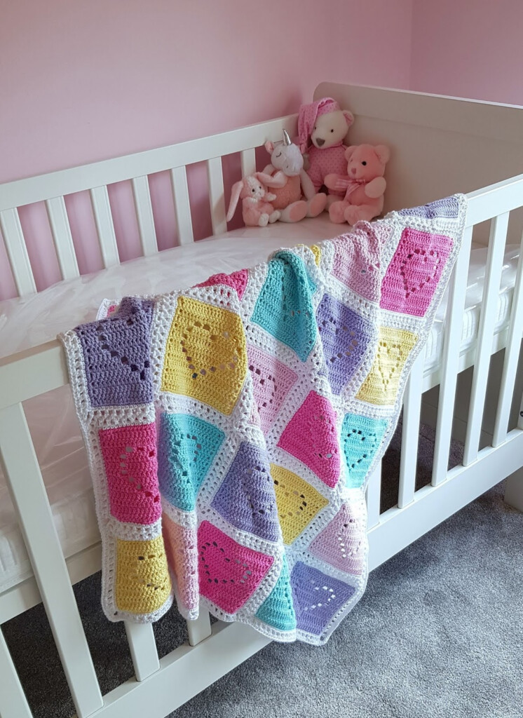 Dinki Dots Craft Filet Heart Crochet Baby Blanket - Filet Heart Crochet Blanket Pattern