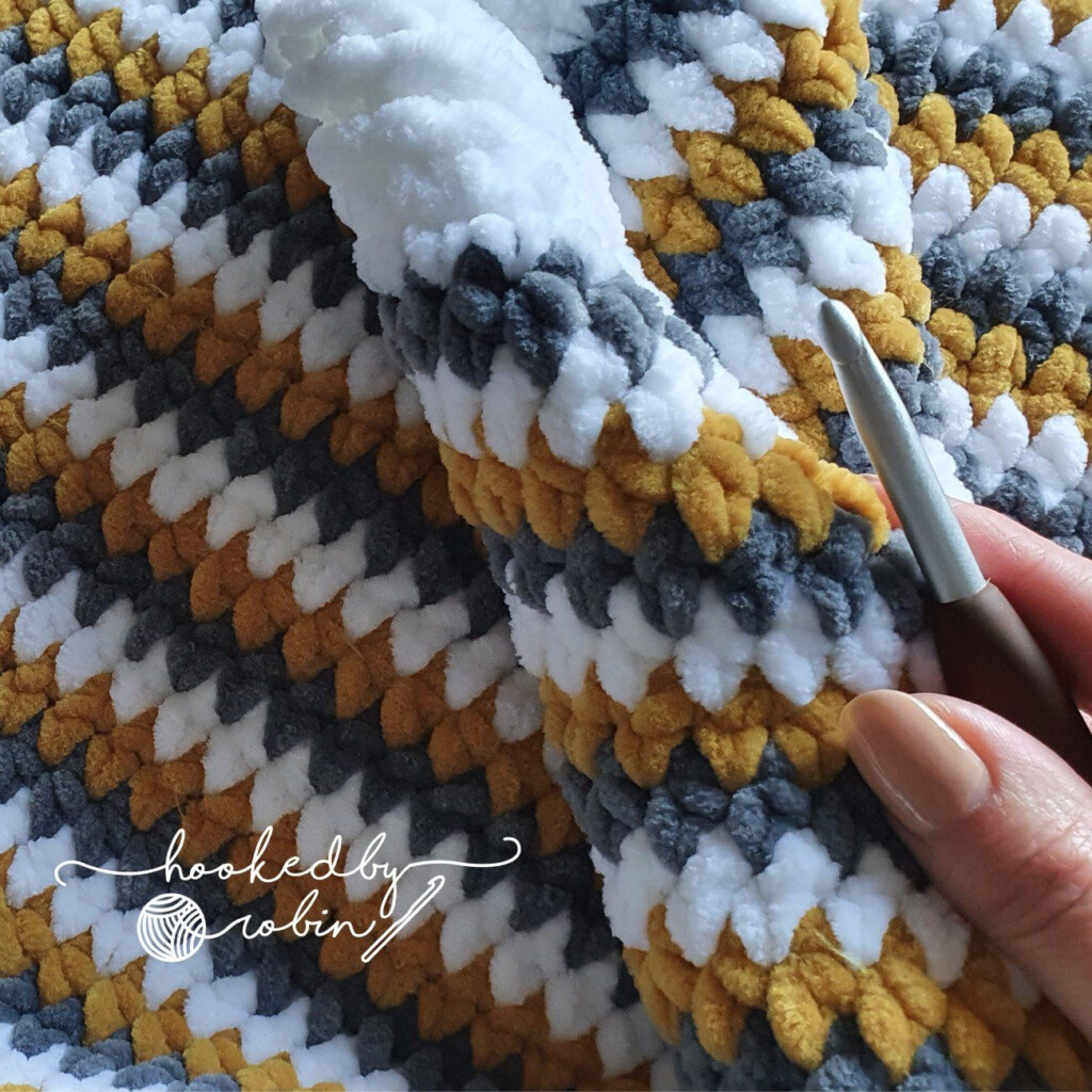EASIEST Crochet Chenille Blanket Hooked By Robin Chunky Crochet  - Chunky Chenille Crochet Blanket Pattern