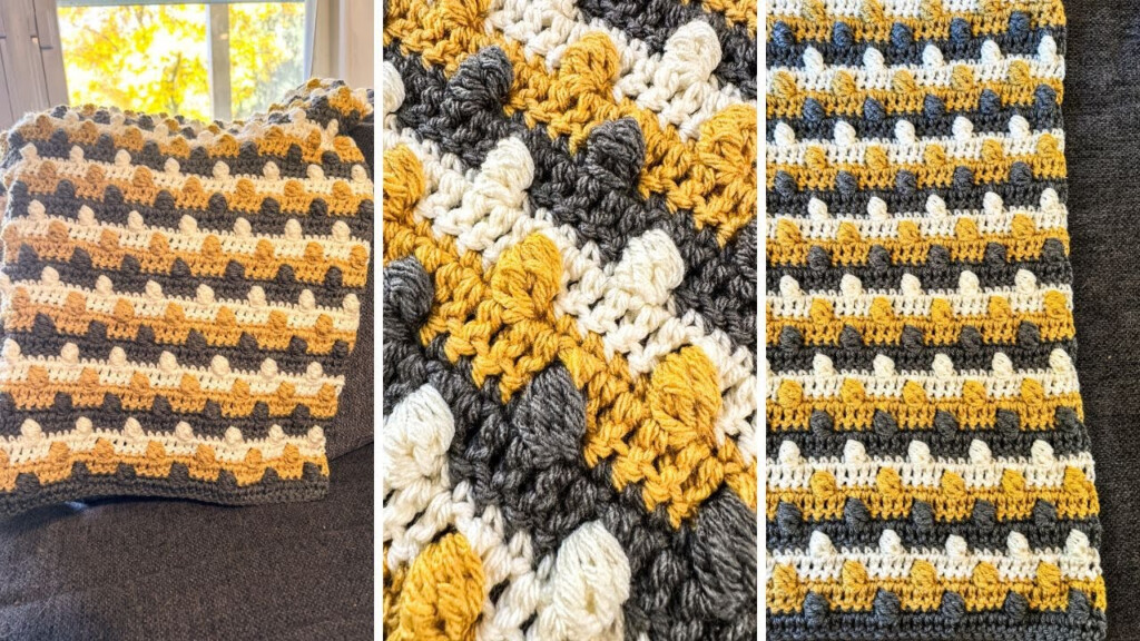 Easy 3 color Crochet Blanket YouTube - 3 Color Blanket Crochet Pattern