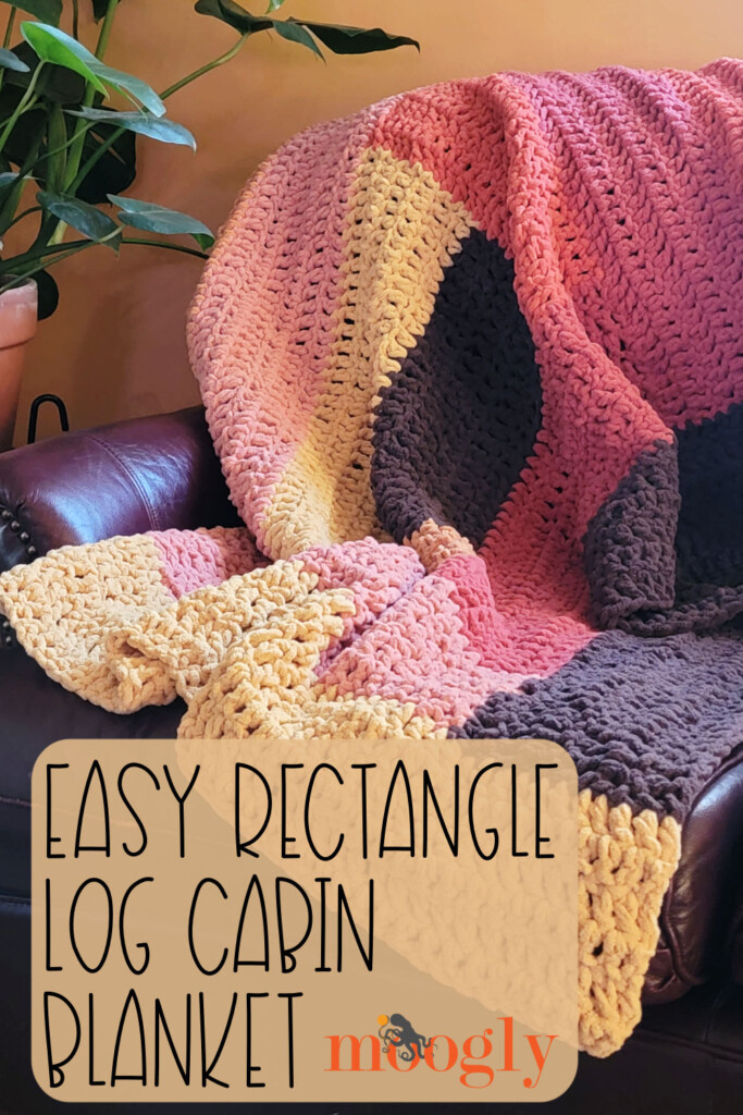 Easy Rectangle Log Cabin Blanket Free Crochet Pattern - Log Cabin Crochet Blanket Free Pattern