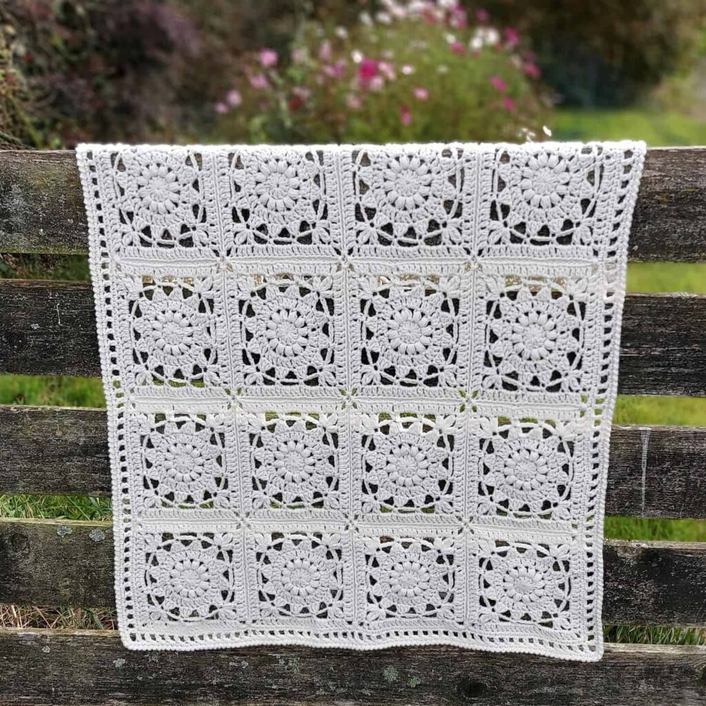 Edelweiss Crochet Blanket With Flower Squares Annie Design Crochet - Crochet Squares For Blanket Pattern