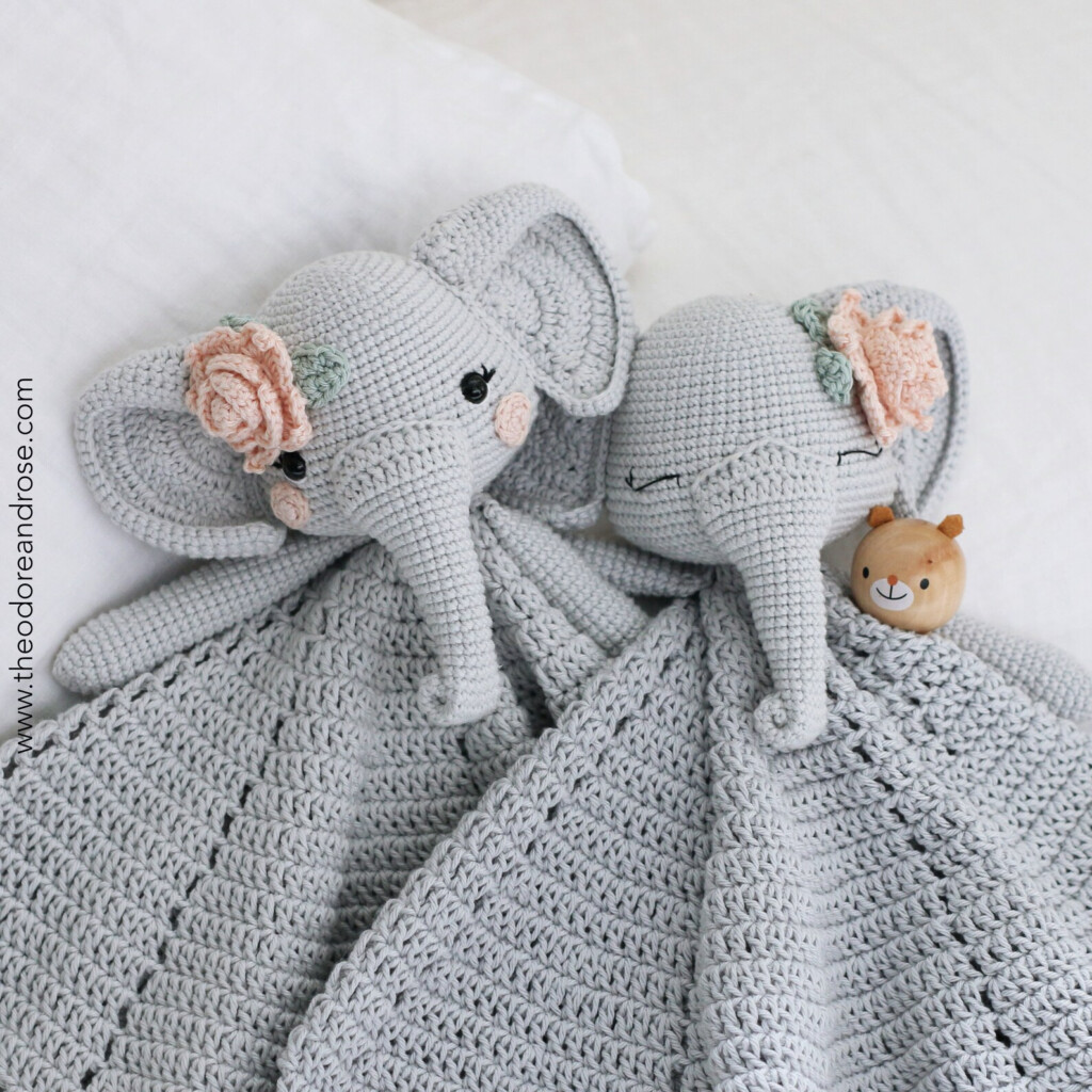 Elephant Crochet Lovey Blanket Ellie Elephant Lovey Crochet Pattern PDF  - Elephant Lovey Blanket Crochet Pattern