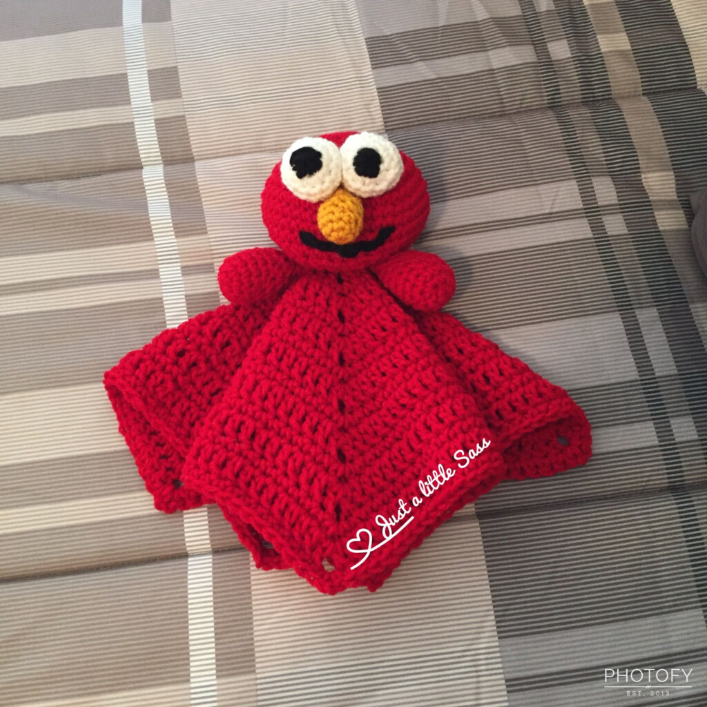 Elmo Amigurumi Lovey Blanket Crochet Security Blanket Crochet Pattern  - Elmo Crochet Blanket Pattern Free