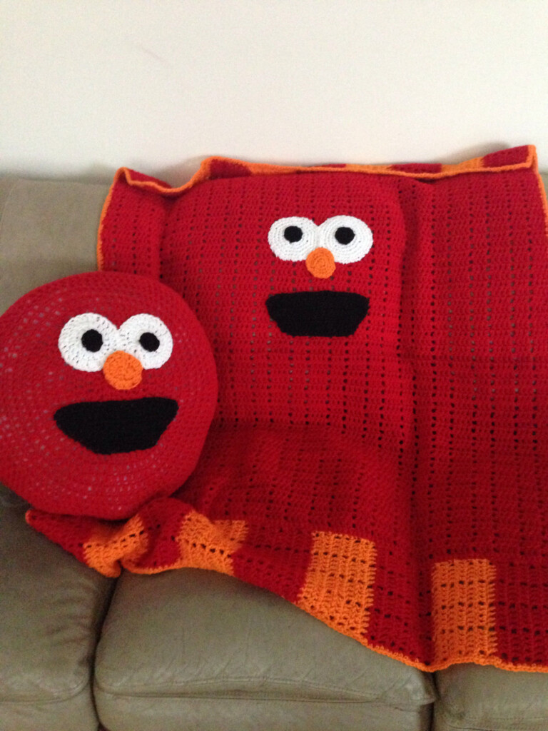 Elmo Blanket And Pillow Baby Afghan Crochet Baby Afghans Crochet  - Elmo Crochet Blanket Pattern Free