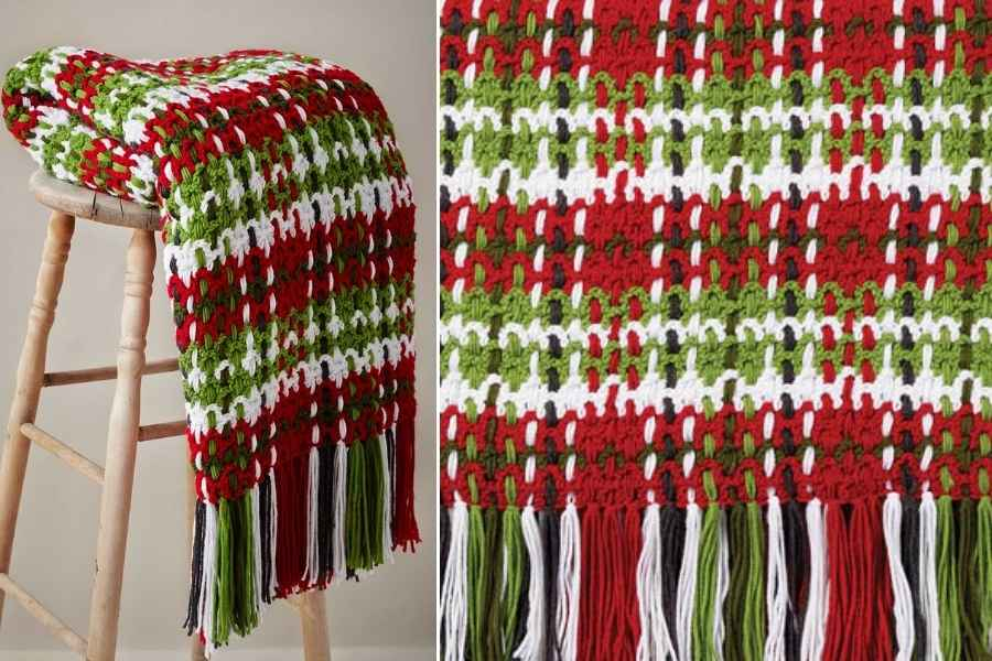 For Christmas Crochet Woven Plaid Blanket Pattern - Crochet Woven Plaid Blanket Pattern