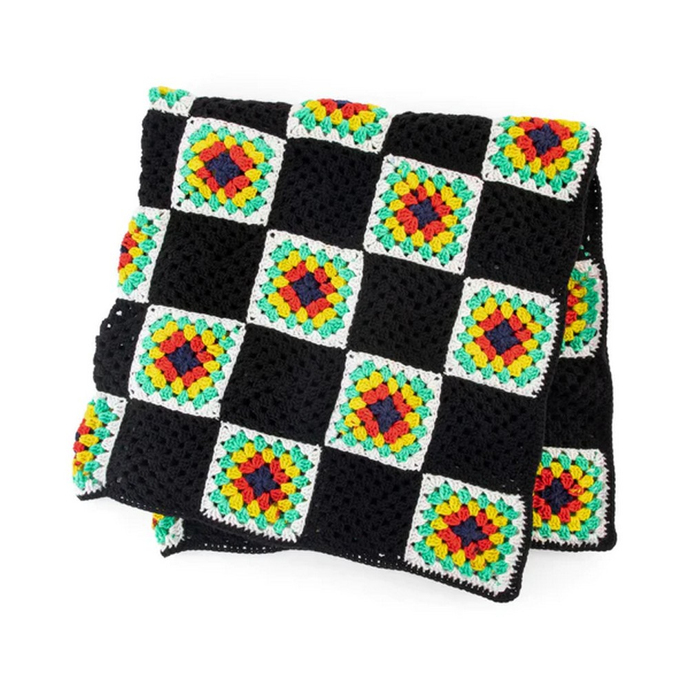 Free Crochet Checkered Granny Square Blanket Pattern Yours Patterns - Free Crochet Checkered Blanket Pattern