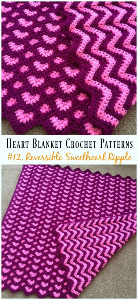 Free Crochet Heart Blanket Pattern - Love Heart Crochet Blanket Pattern