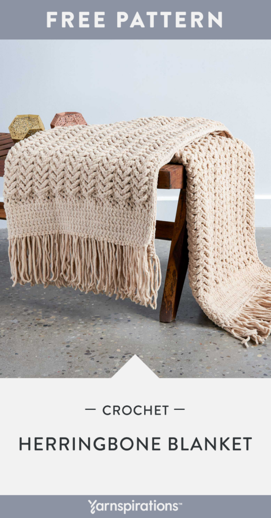 Free Herringbone Crochet Blanket Pattern Using Bernat Blanket Yarn  - Herringbone Crochet Blanket Free Pattern