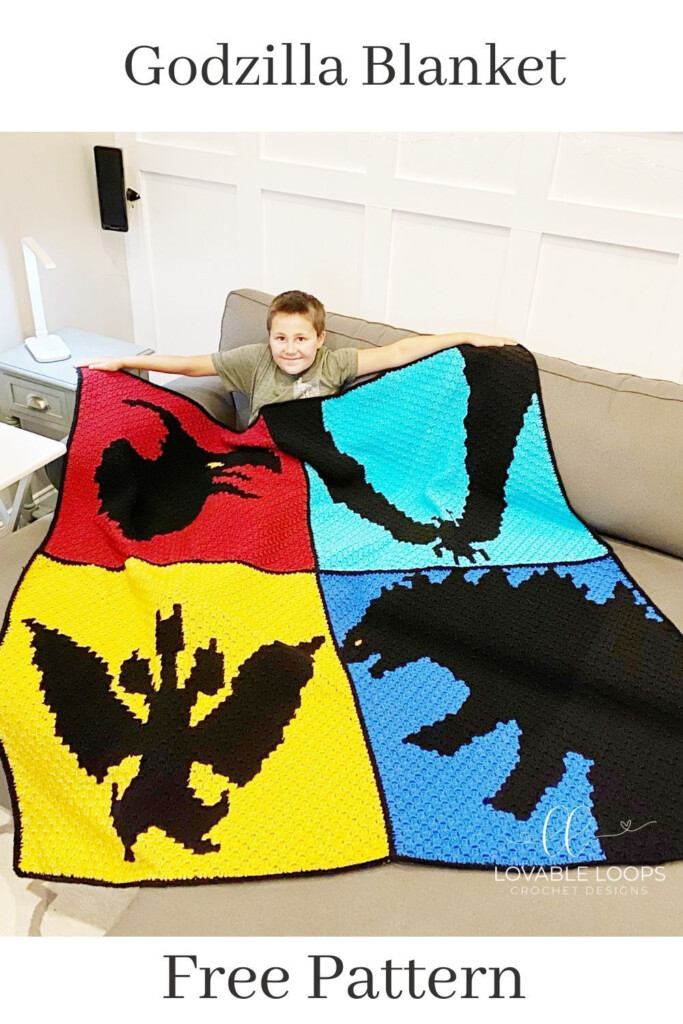 Godzilla King Of The Monsters Blanket Crochet Godzilla Throw Blanket  - Godzilla Crochet Blanket Pattern