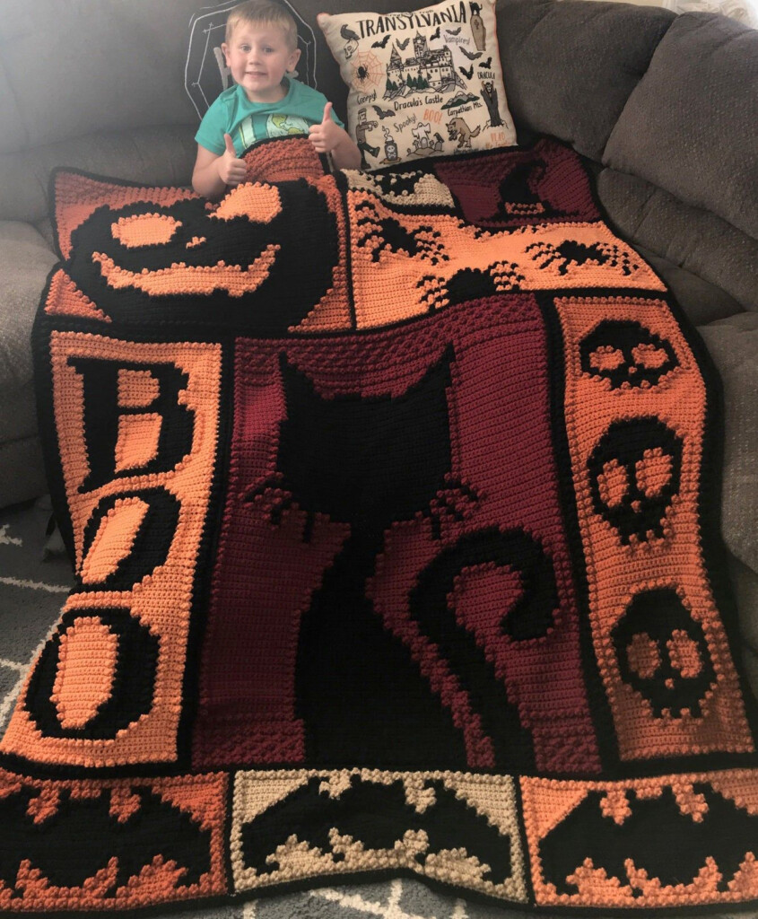 Halloween Blanket Crochet Pattern Free Click Below Link For Free  - Halloween Crochet Blanket Pattern