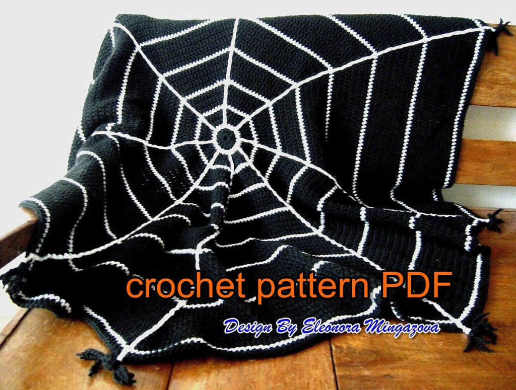 Halloween Spider Web Crochet Blanket Throw Pattern By MingazovArt  - Spiderweb Crochet Blanket Pattern Free