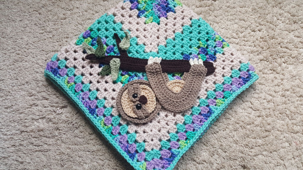 Handmade Sloth Crochet Blanket Granny Square Etsy - Sloth Crochet Blanket Pattern