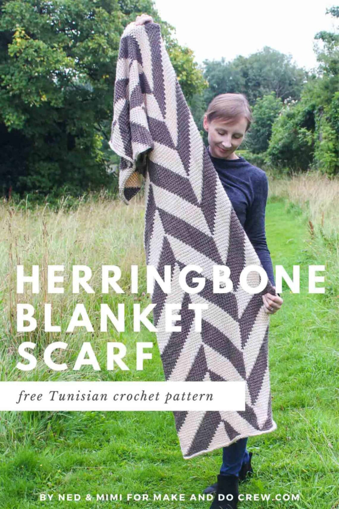 Herringbone Tunisian Crochet Blanket Scarf Make Do Crew - Crochet Blanket Scarf Free Pattern