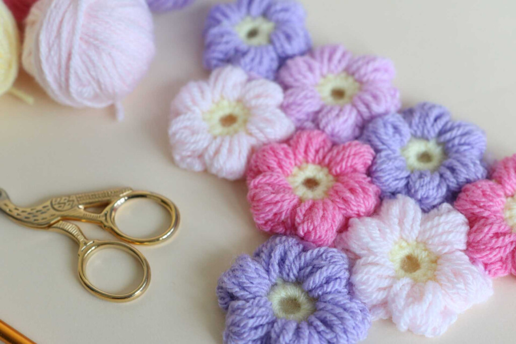 How To Crochet A Puff Flower Free Pattern Bella Coco Crochet - Puff Flower Crochet Blanket Pattern