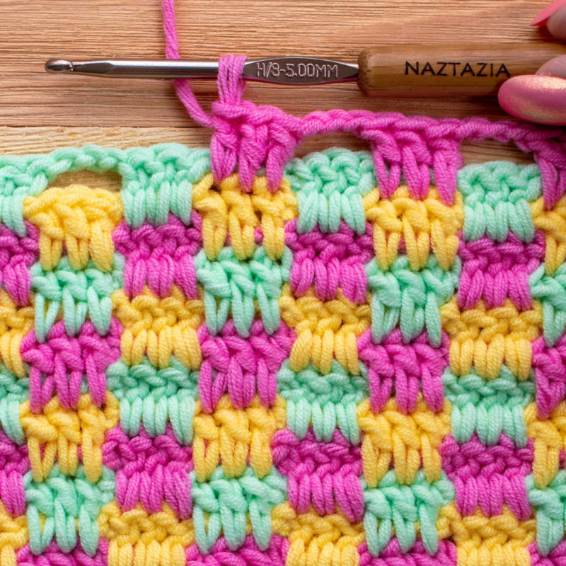 How To Crochet Mini Check Plaid Stitch Naztazia - Checkered Crochet Blanket Pattern Free