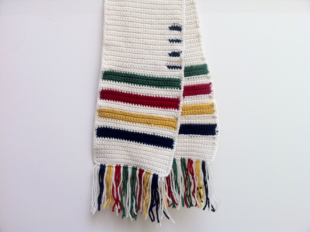 Hudson Bay Blanket Crocheted Scarf Chunky Crochet Blanket Pattern  - Hudson Bay Crochet Blanket Pattern