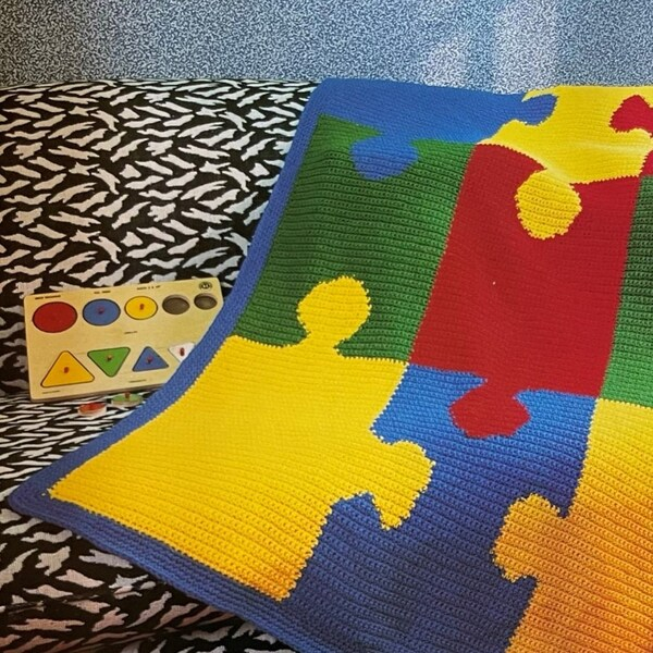 Jigsaw Puzzle Crochet Afghan Pattern Etsy de - Crochet Puzzle Blanket Pattern