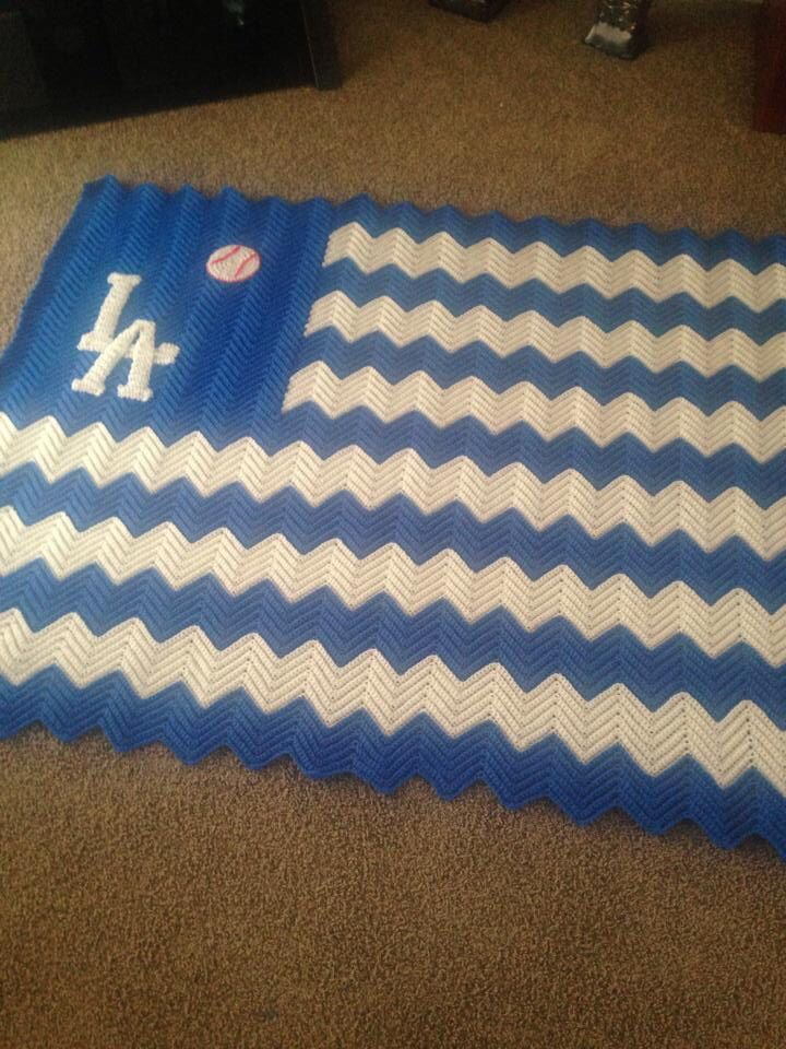 LA Dodgers Blanket Baby Blanket Crochet Pillow Covers Pattern Knit  - Dodgers Crochet Blanket Pattern