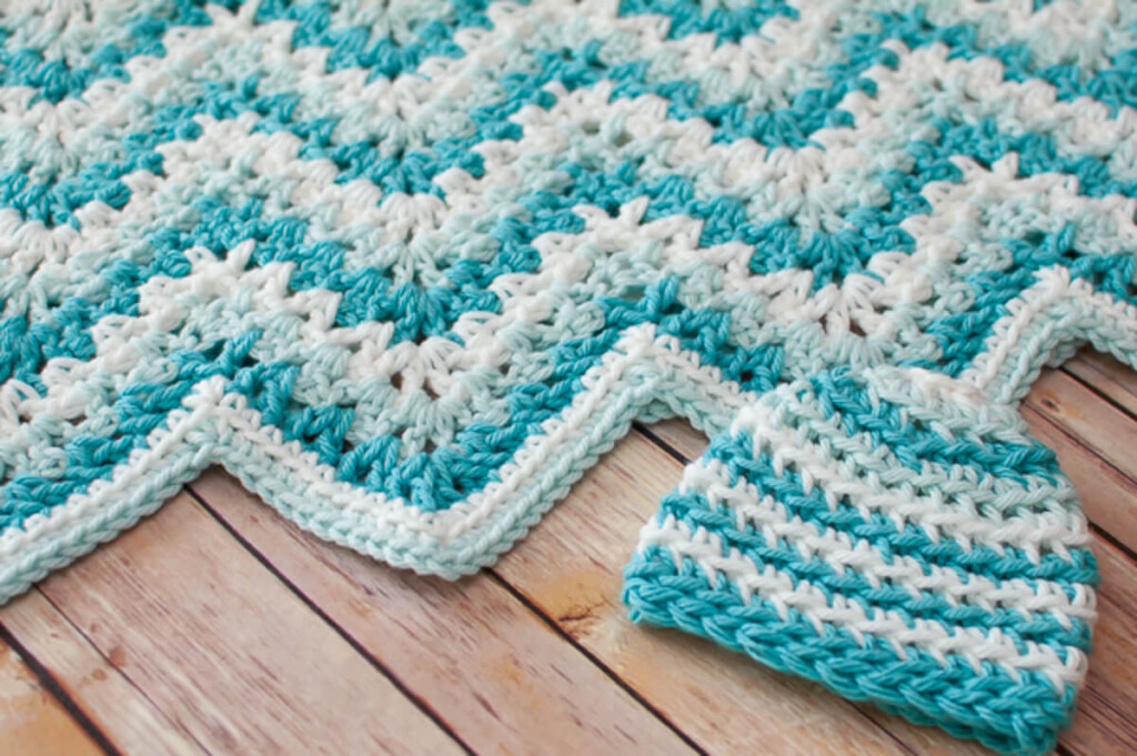 Lacy Ripple Baby Blanket And Hat Crochet Pattern Set Petals To Picots - Double Crochet Ripple Baby Blanket Pattern