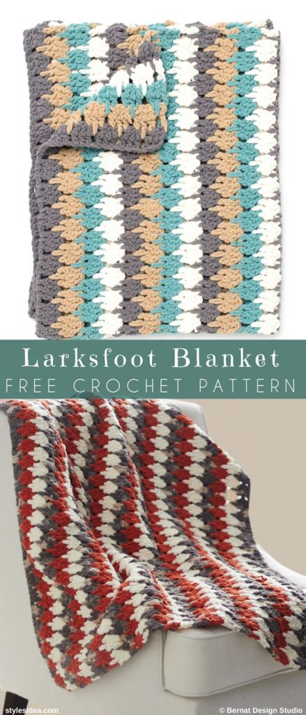 Larksfoot Blanket Free Crochet Pattern Styles Idea - Larksfoot Blanket Crochet Pattern