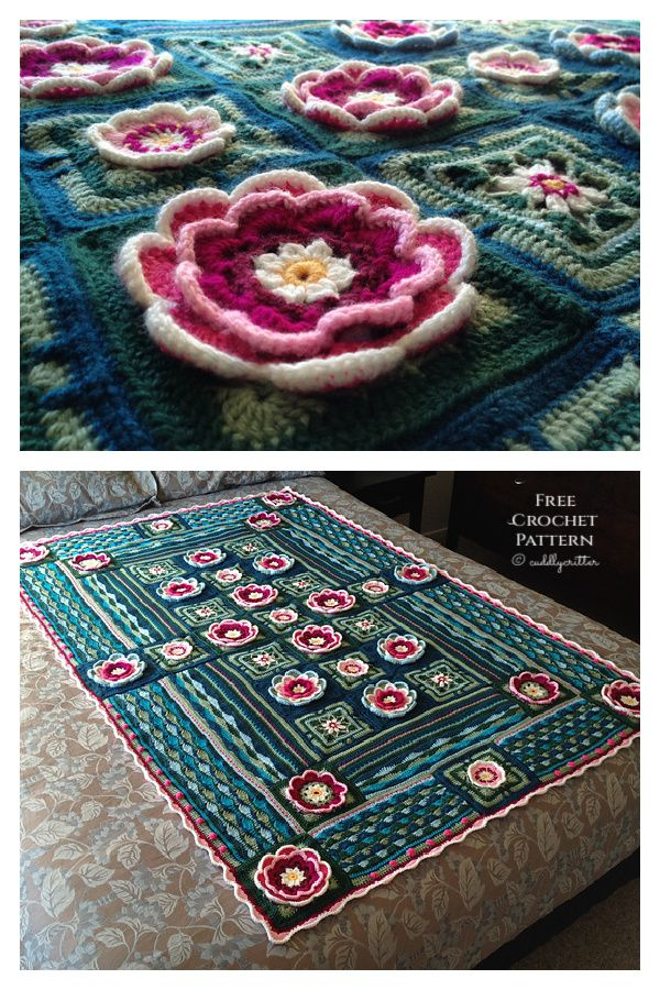 Lily Pond Blanket Crochet Flower Afghan Pattern - Lily Pond Crochet Blanket Pattern
