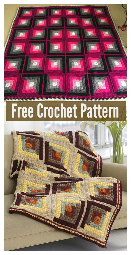Log Cabin Blanket Free Crochet Pattern Cool Creativities - Log Cabin Crochet Blanket Free Pattern