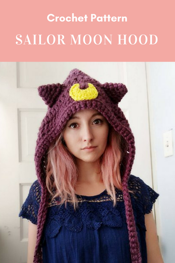 Luna Artemis Sailor Moon Hood With Cat Ears CROCHET PATTERN Affiliate  - Sailor Moon Crochet Blanket Pattern