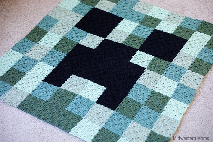 Minecraft Crochet Blanket Pattern C2C Creeper Blanket - Free Minecraft Crochet Blanket Pattern