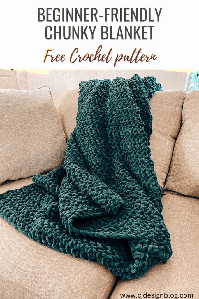 Movie Nights Throw Easy Chunky Crochet Blanket CJ Design Blog  - Double Crochet Stitch Blanket Pattern