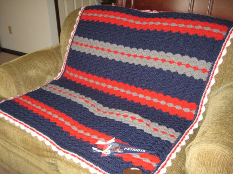 NE Patriots Blanket Crochet Baby Blanket Set For Baby Boy Or Girl By  - Crochet Patriots Blanket Pattern