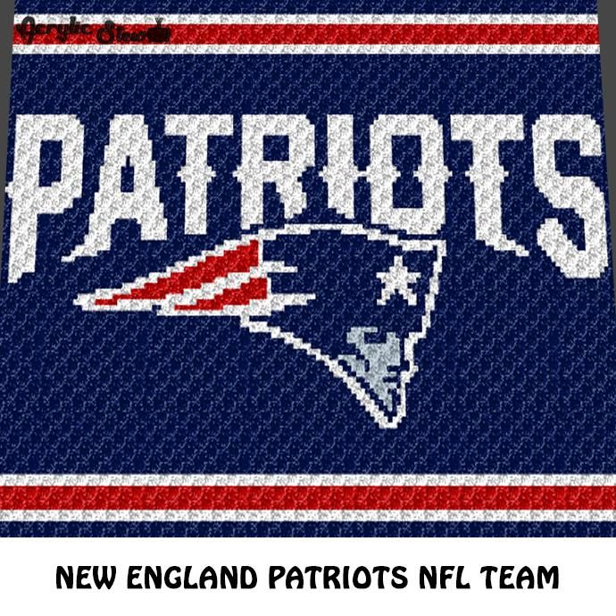 New England Patriots NFL Football Team Logo Crochet Graphgan Blanket  - Crochet Patriots Blanket Pattern