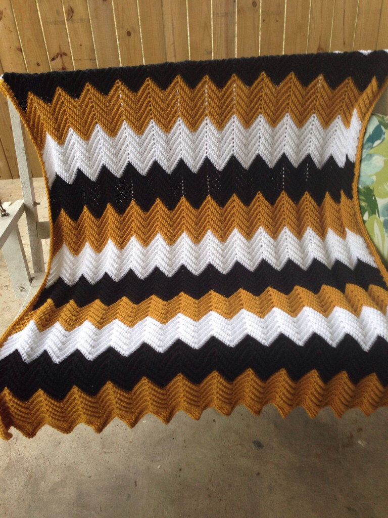 New Orleans Saints Ripple Afghan Crochet Blanket Afghan Crochet  - New Orleans Saints Crochet Blanket Pattern