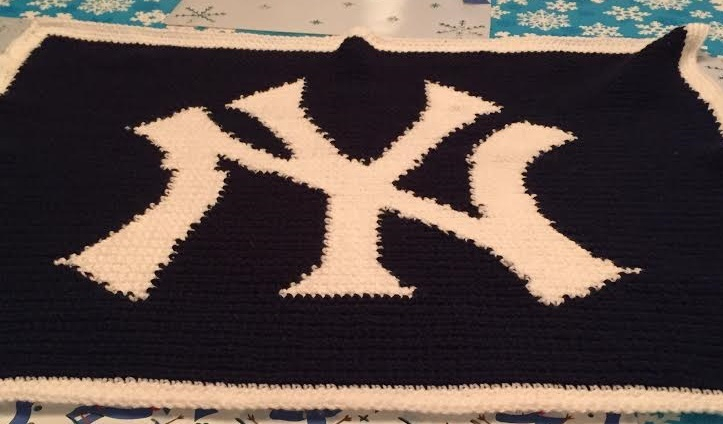New York Yankees Crochet Blanket Pattern Afghan Graphghan NY MLB  - Ny Yankees Crochet Blanket Pattern