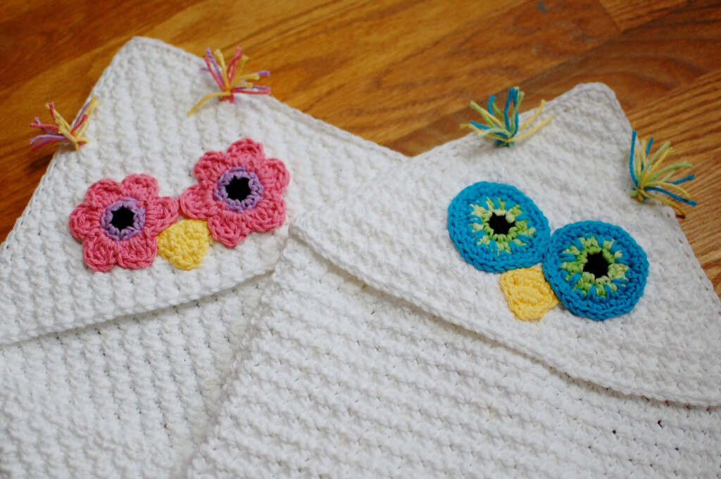 Owl Hooded Blanket Crochet Pattern Or Hooded Towel Petals To Picots - Hooded Blanket Crochet Pattern Free