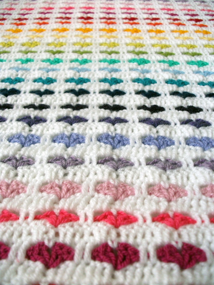 Pattern Hearts Blanket Charami - Hearts Crochet Blanket Pattern