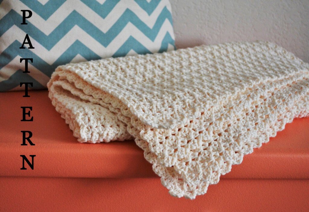 Pattern Simple Scallop Crochet Baby Blanket For Baby Girl Or Baby Boy  - Scallop Crochet Blanket Pattern
