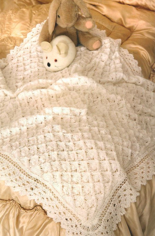 PDF Baby Shawl Blanket 42 Square Pretty Border 4 Ply Knitting Pattern  - 4 Ply Crochet Blanket Pattern