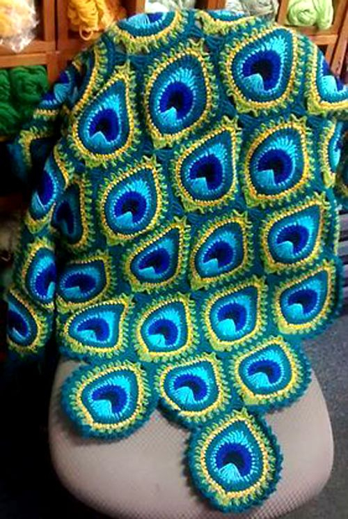 Peacock Blanket Crochet Pattern - Peacock Feather Crochet Blanket Pattern